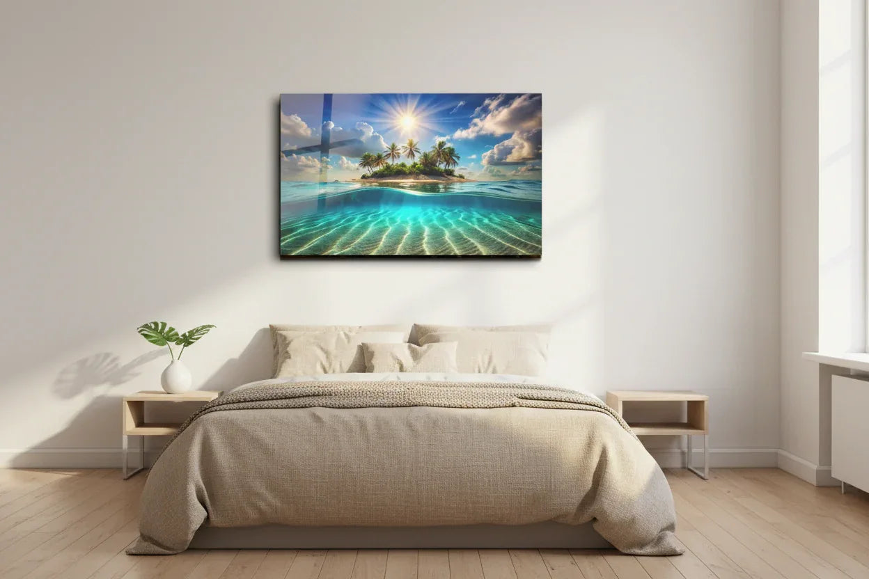 Sun Lights shadow Glass Wall Art - LUXARTDECO