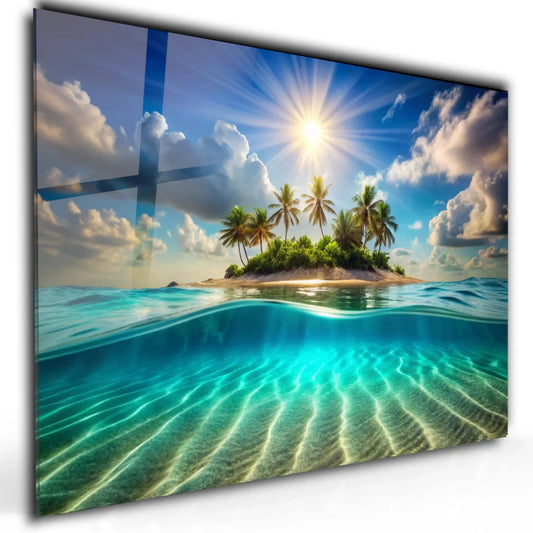 Sun Lights shadow Glass Wall Art - LUXARTDECO