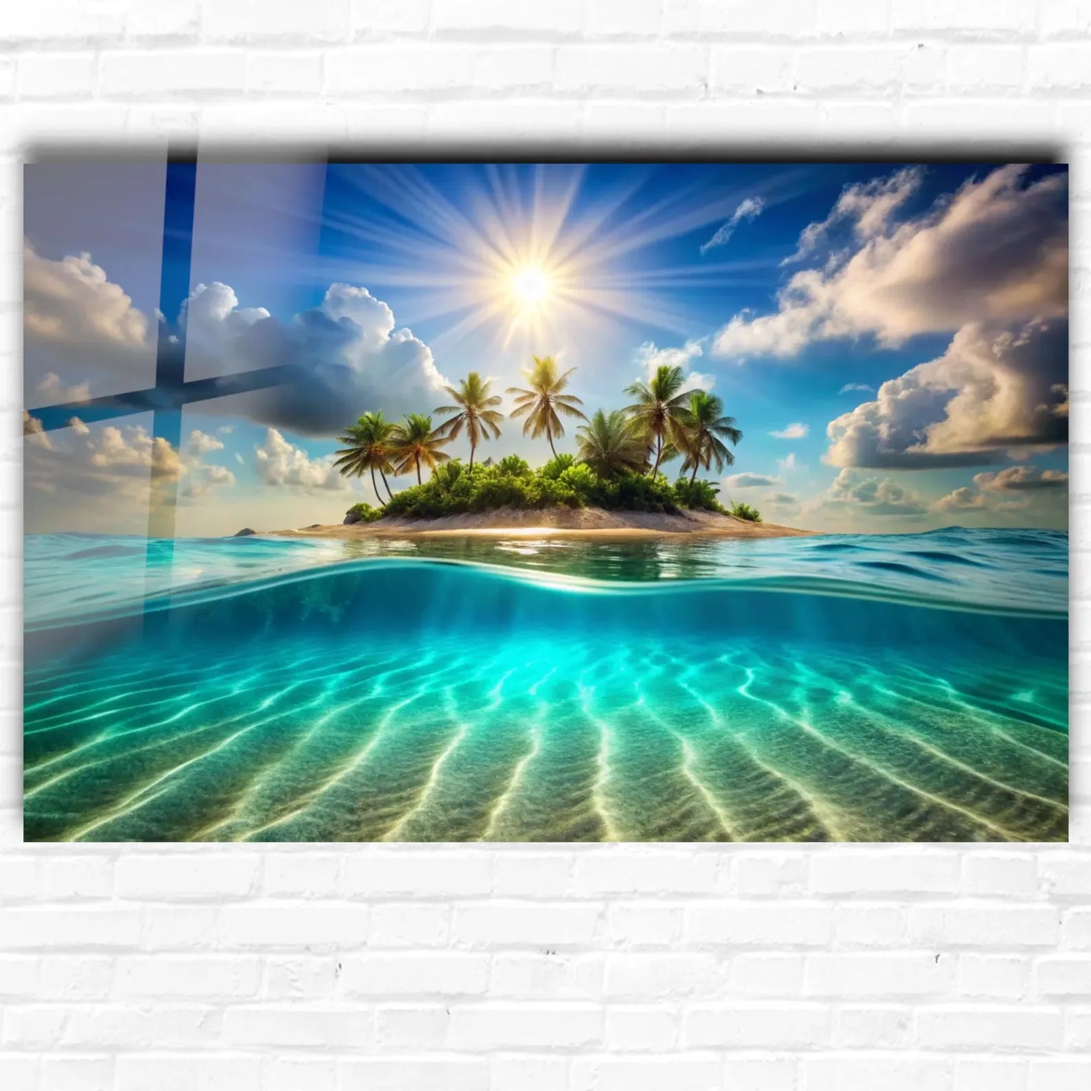 Sun Lights shadow Glass Wall Art - LUXARTDECO