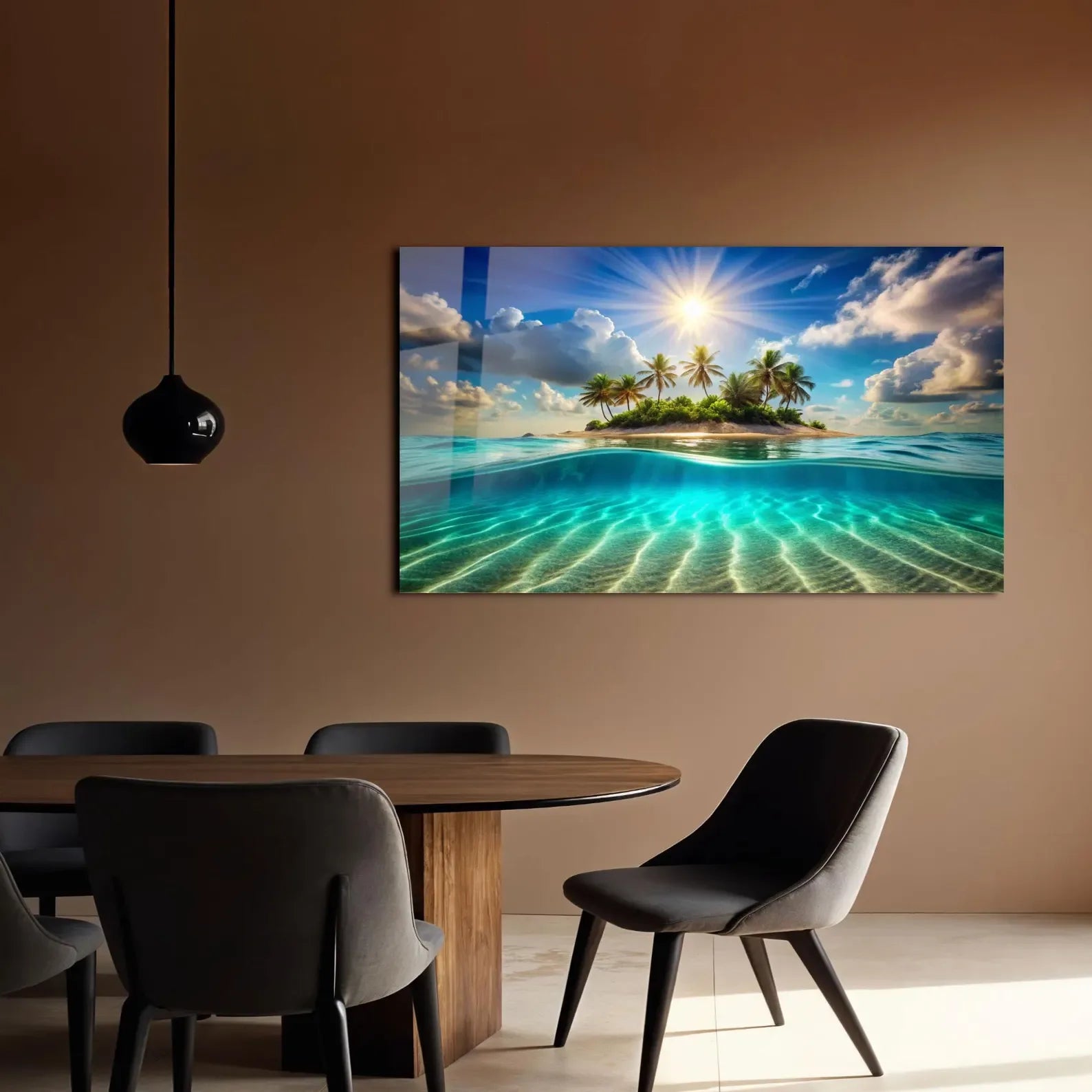 Sun Lights shadow Glass Wall Art - LUXARTDECO