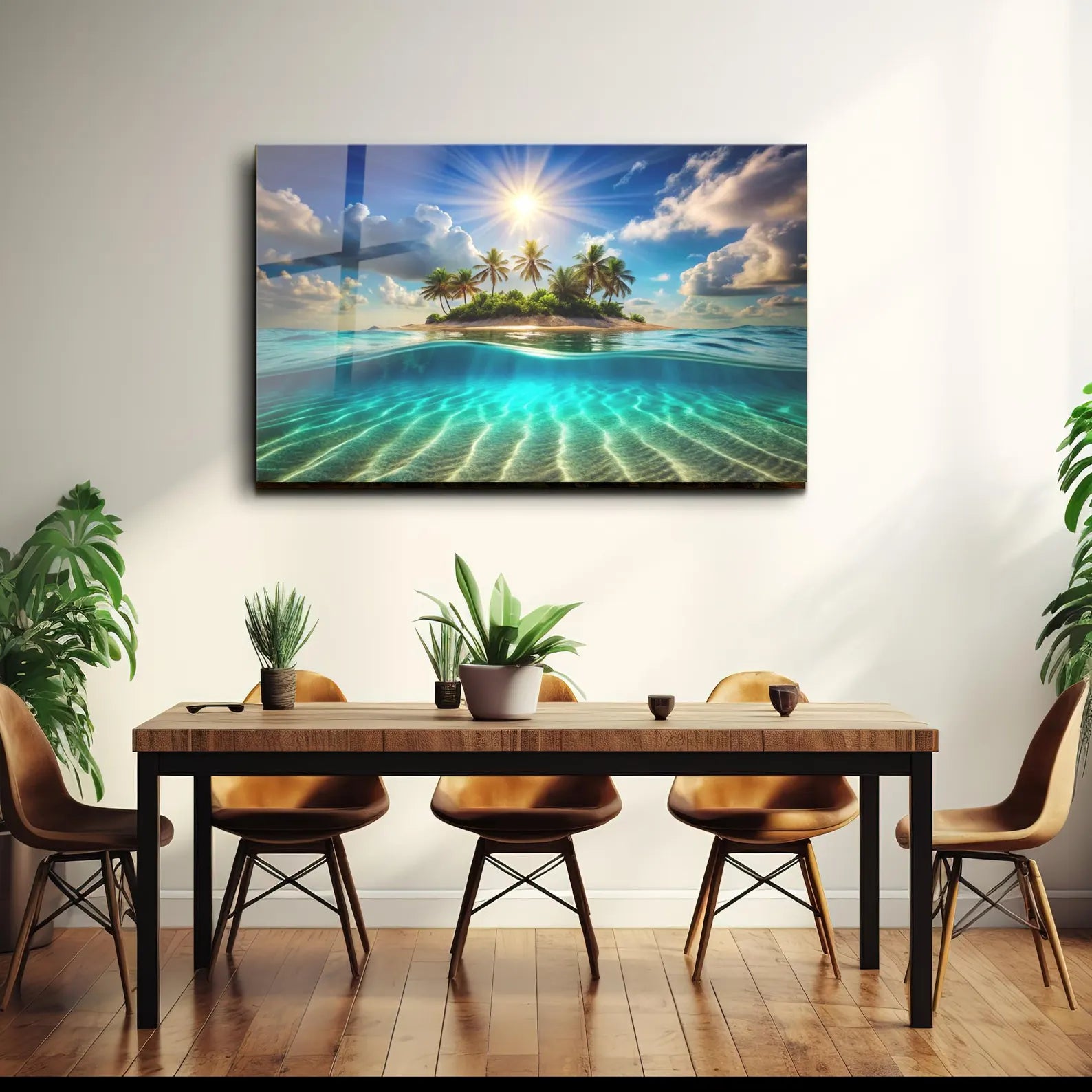 Arte murale in vetro con fiori astratti 