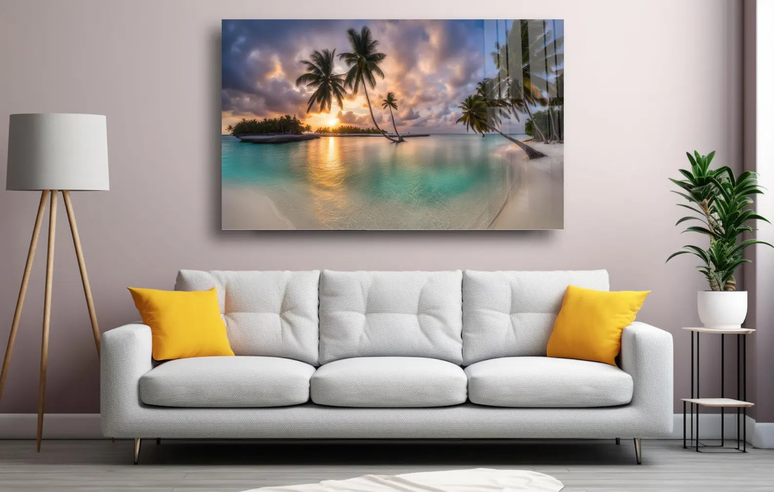 Arte murale in vetro con fiori astratti 