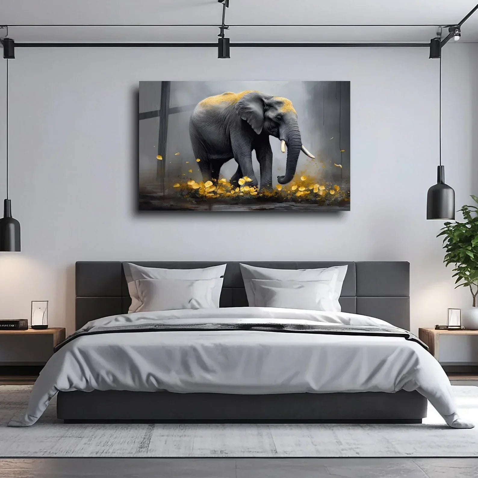 Walking Elephant Glass Wall Art - LUXARTDECO
