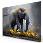 Walking Elephant Glass Wall Art