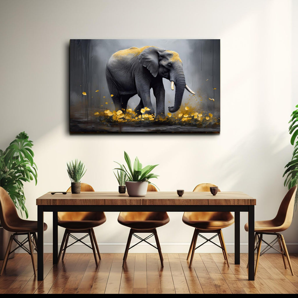Walking Elephant Glass Wall Art