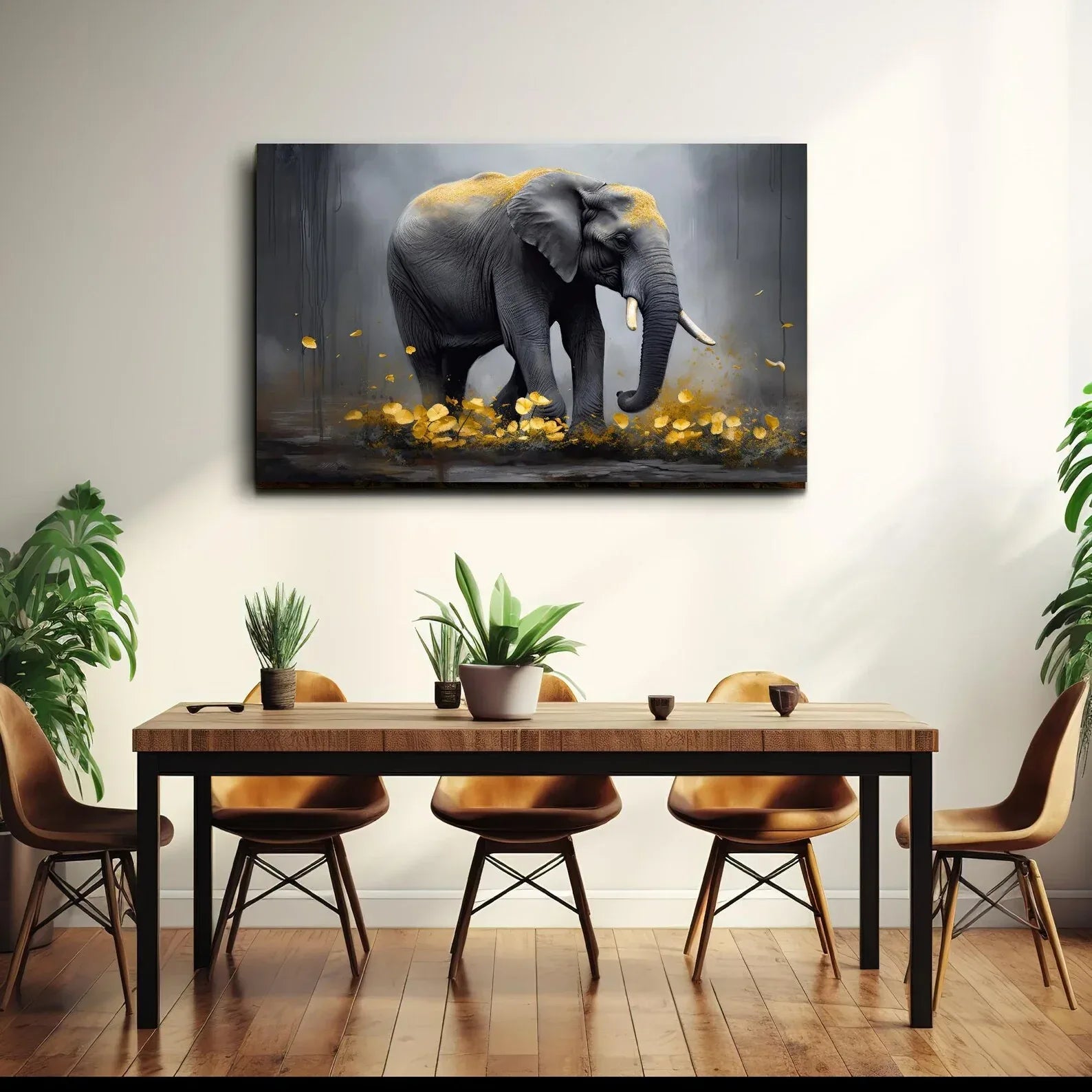 Walking Elephant Glass Wall Art - LUXARTDECO