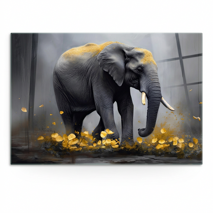 Elefante in Cammino Quadro in Vetro Temperato