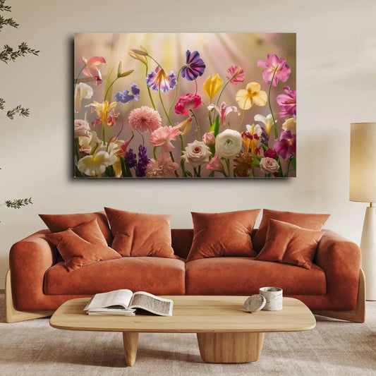 Flower Field Glass Wall Art - LUXARTDECO