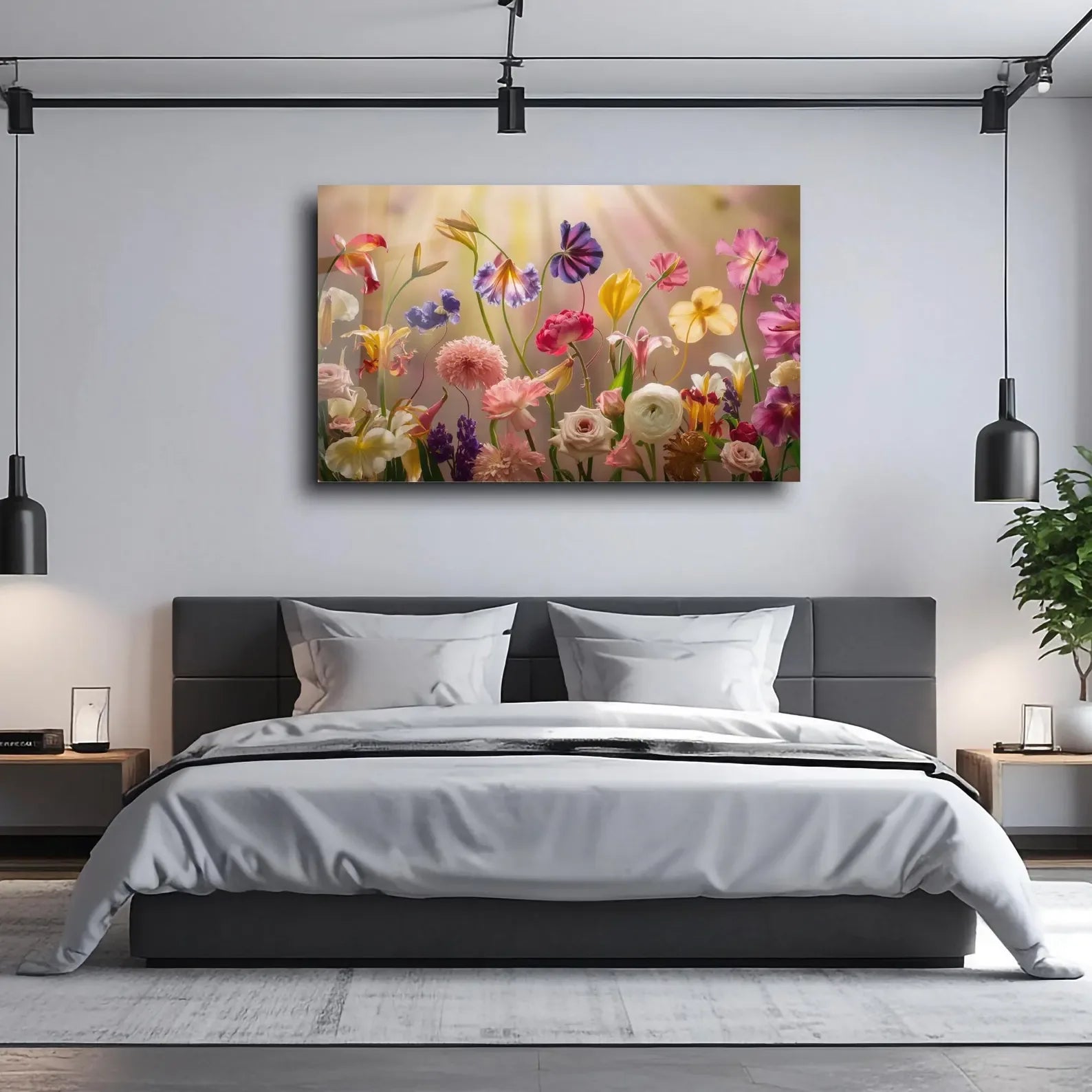 Flower Field Glass Wall Art - LUXARTDECO