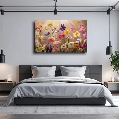 Flower Field Glass Wall Art - LUXARTDECO