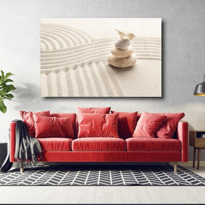 Zen Stones Sand Glass Wall Art - LUXARTDECO