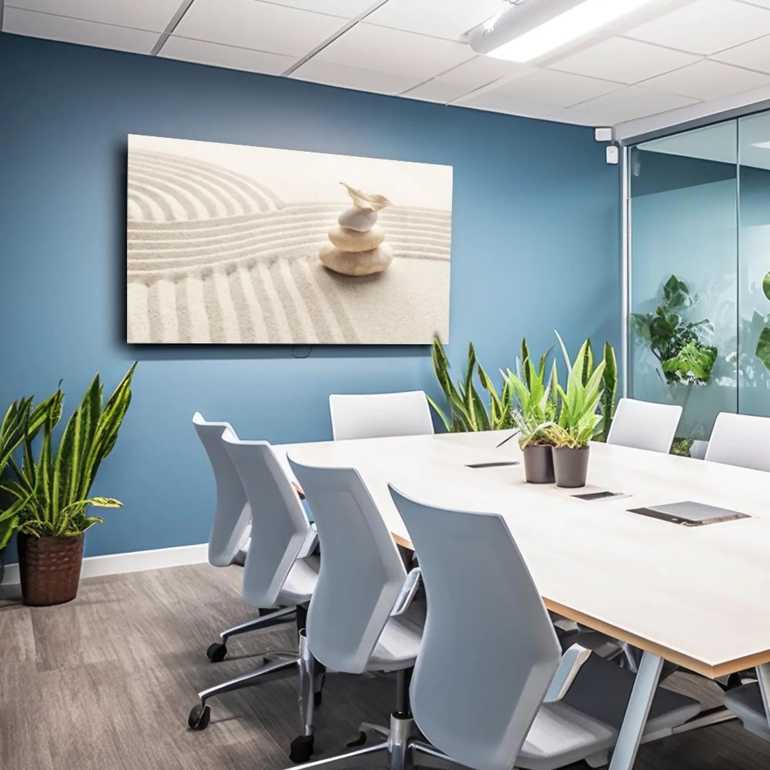 Arte murale in vetro con fiori astratti 