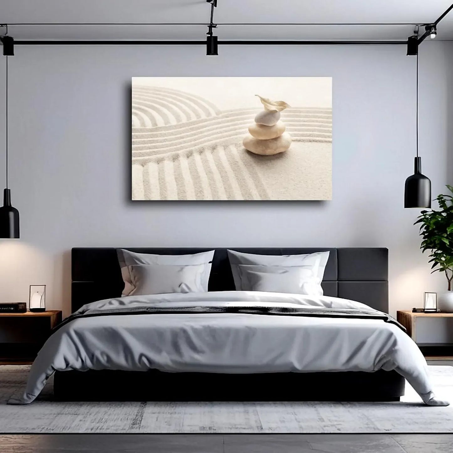 Zen Stones Sand Glass Wall Art - LUXARTDECO