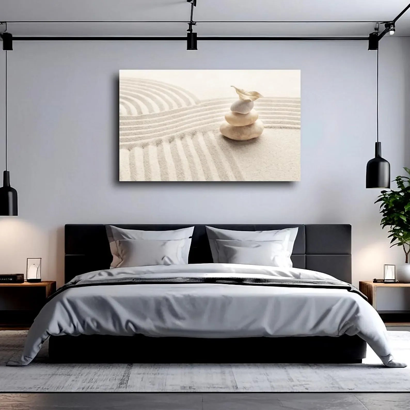 Zen Stones Sand Glass Wall Art - LUXARTDECO