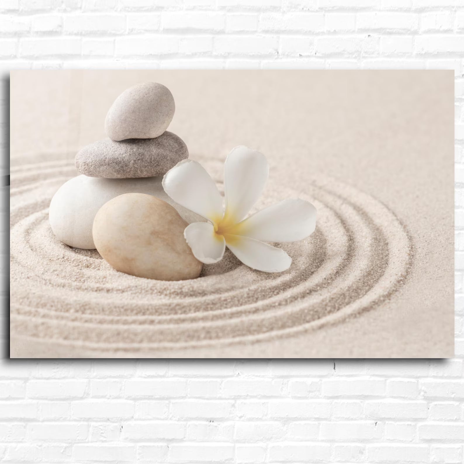 Zen Stones Plumeria Glass Wall Art - LUXARTDECO