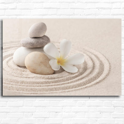 Zen Stones Plumeria Glass Wall Art - LUXARTDECO