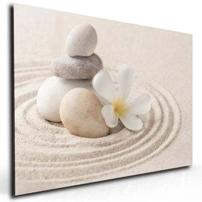 Zen Stones Plumeria Glass Wall Art - LUXARTDECO