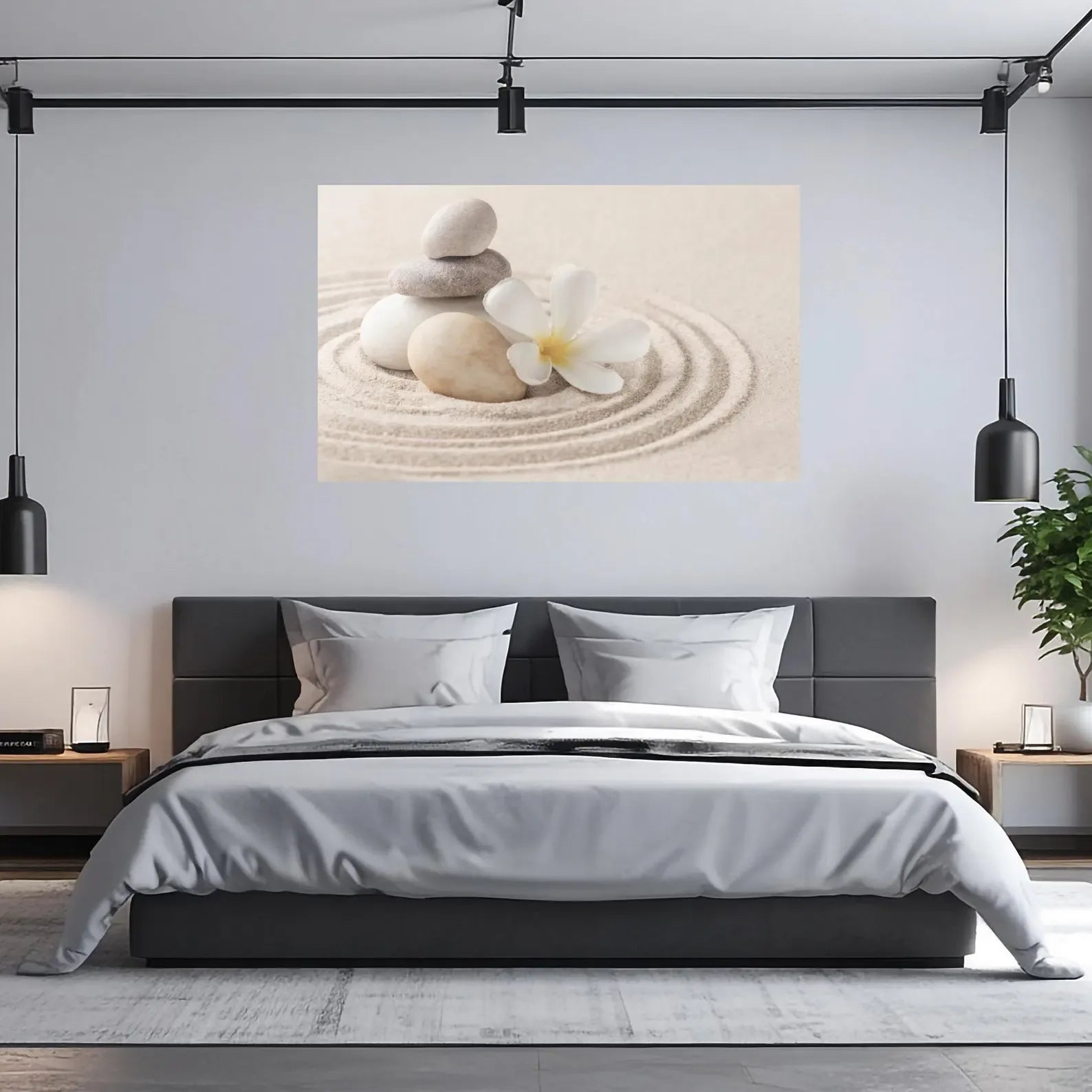 Zen Stones Plumeria Glass Wall Art - LUXARTDECO