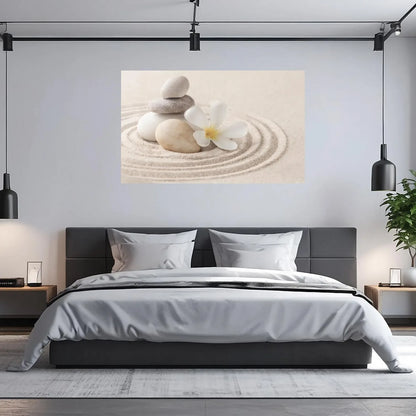 Zen Stones Plumeria Glass Wall Art - LUXARTDECO