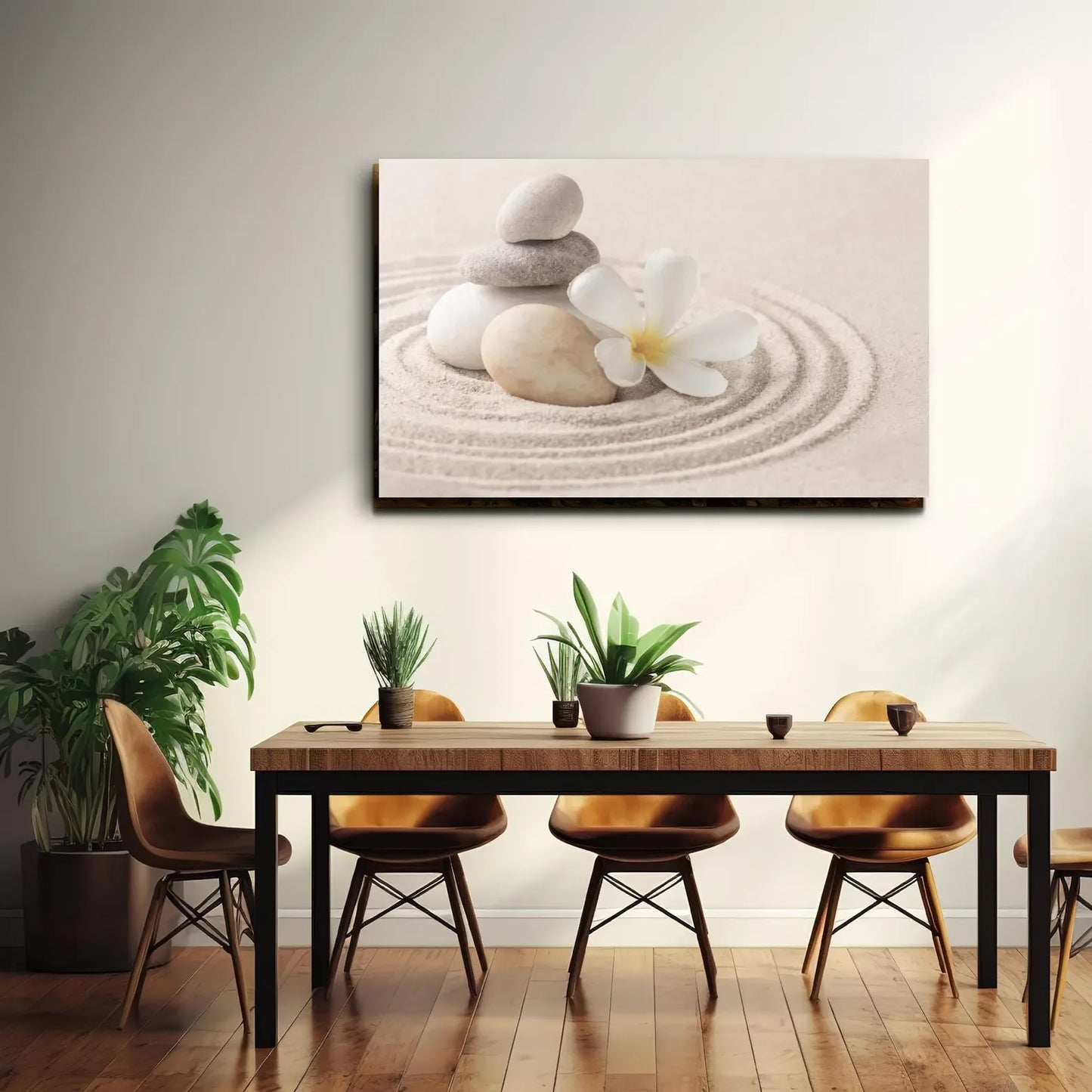 Zen Stones Plumeria Glass Wall Art - LUXARTDECO