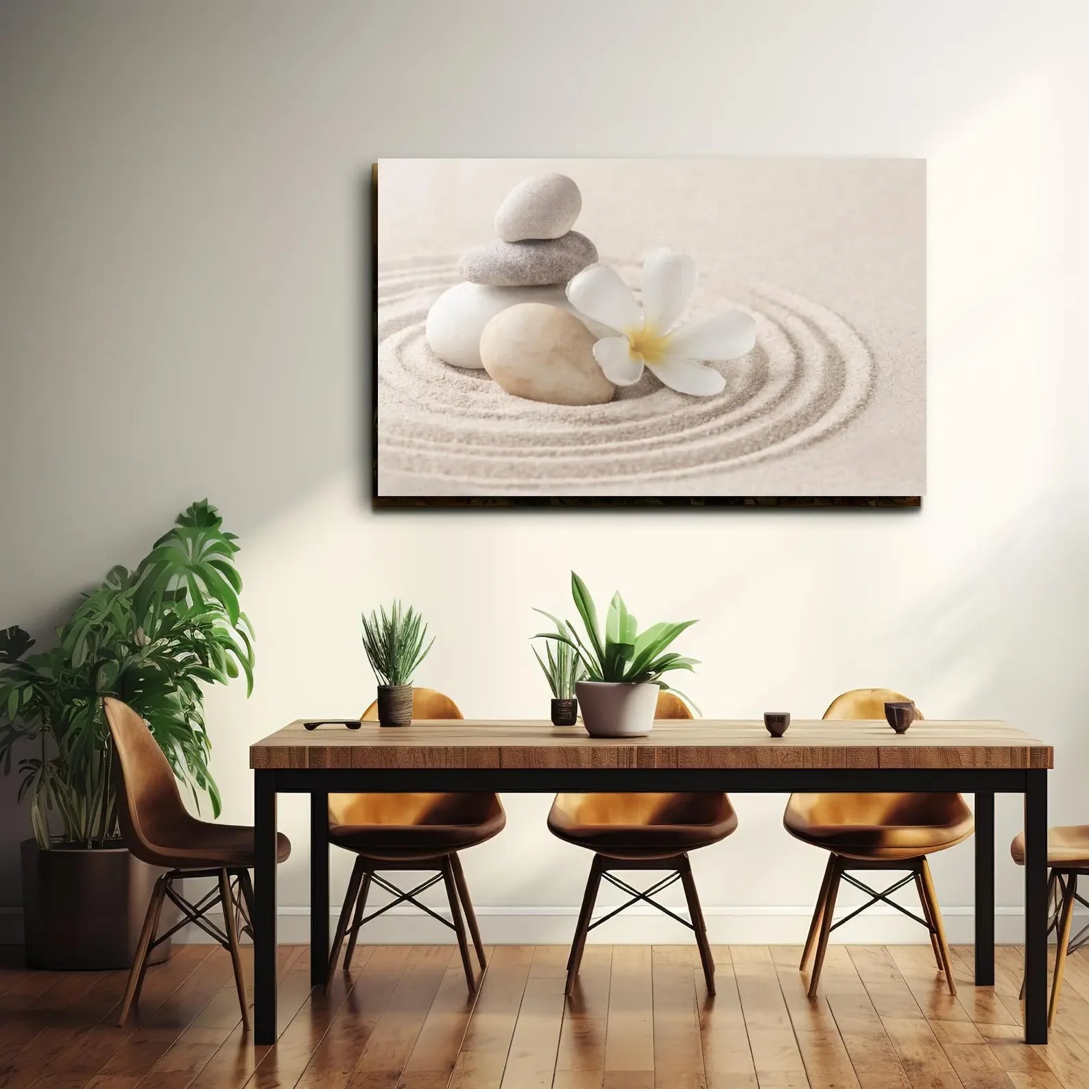 Zen Stones Plumeria Glass Wall Art - LUXARTDECO