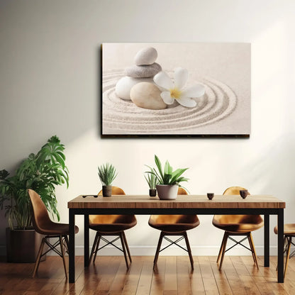 Zen Stones Plumeria Glass Wall Art - LUXARTDECO