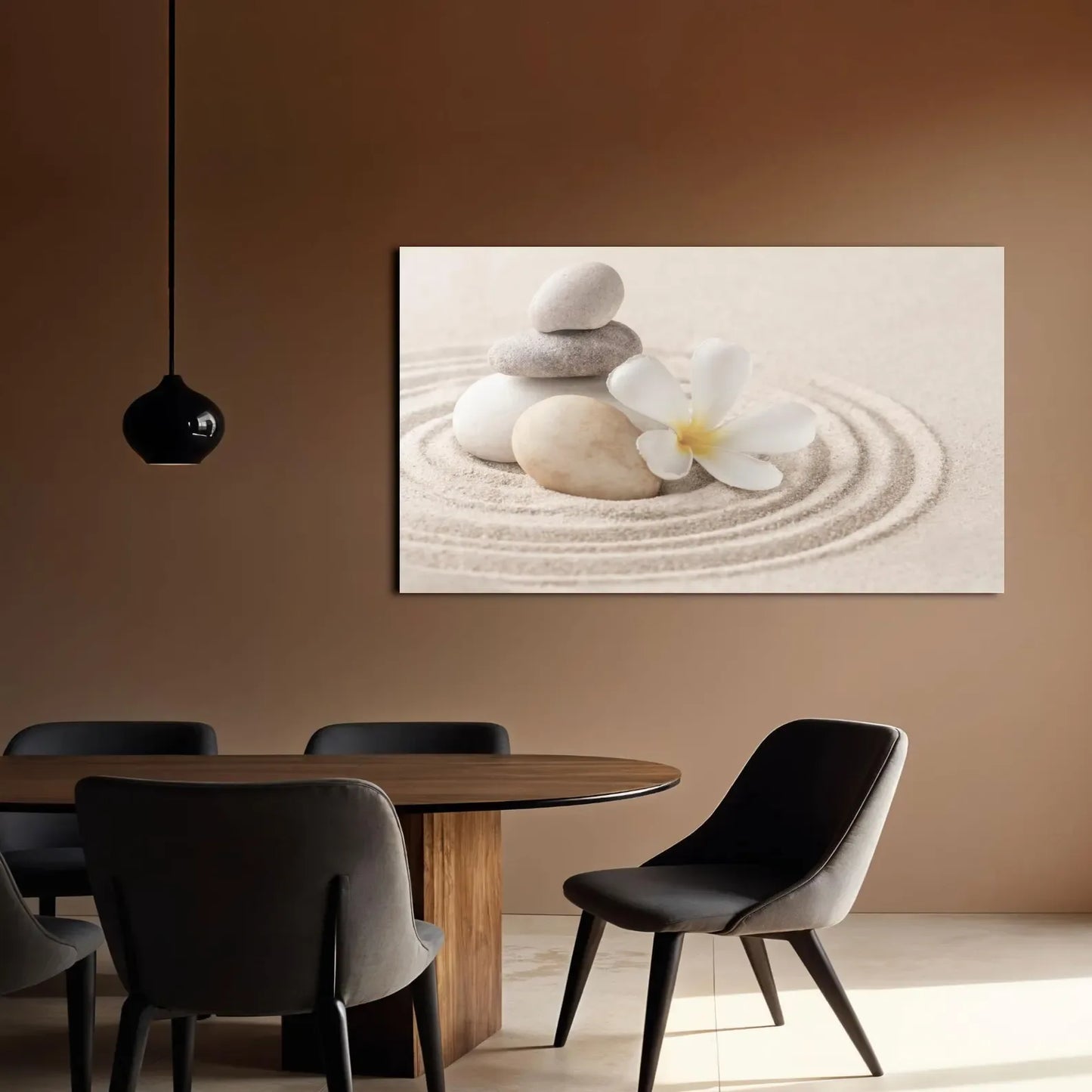 Zen Stones Plumeria Glass Wall Art - LUXARTDECO