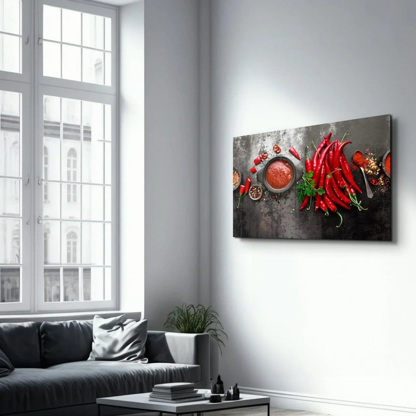 Red Chili Peppers Glass Wall Art - LUXARTDECO