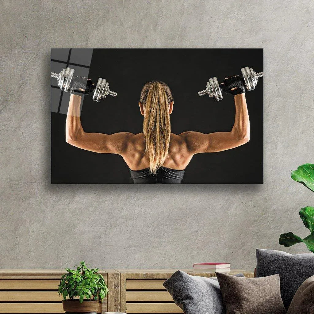 Fitness Girl Glass Wall Art - LUXARTDECO