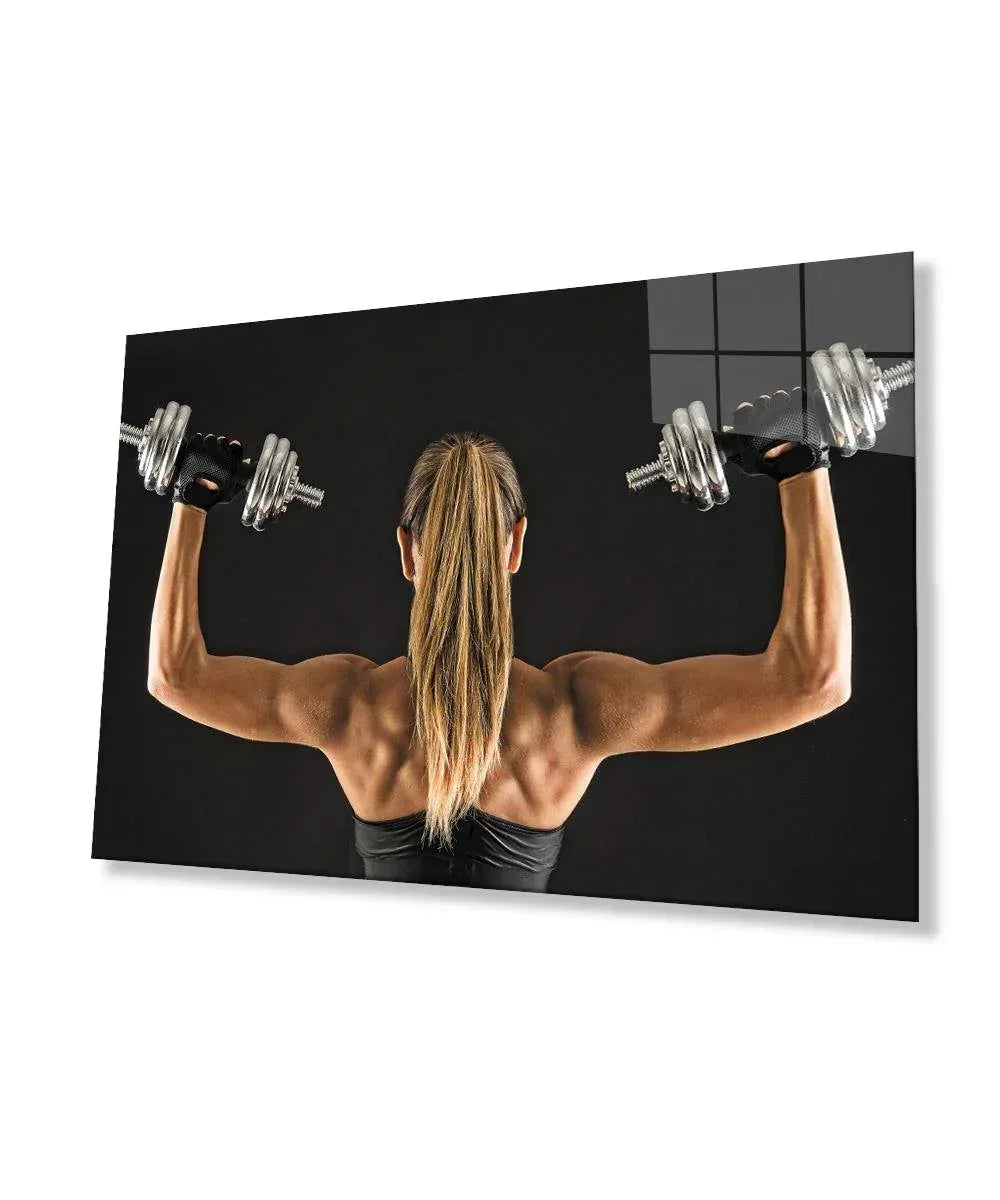 Fitness Girl Glass Wall Art - LUXARTDECO
