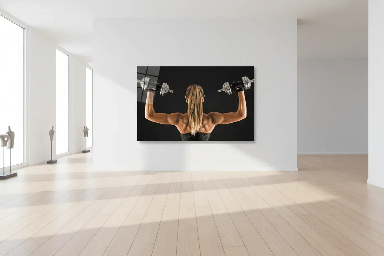 Fitness Girl Glass Wall Art - LUXARTDECO