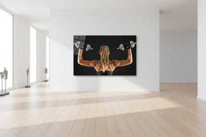 Fitness Girl Glass Wall Art - LUXARTDECO