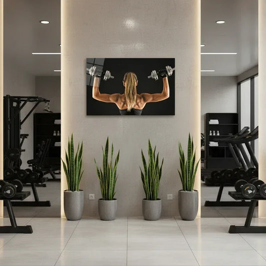 Fitness Girl Glass Wall Art - LUXARTDECO