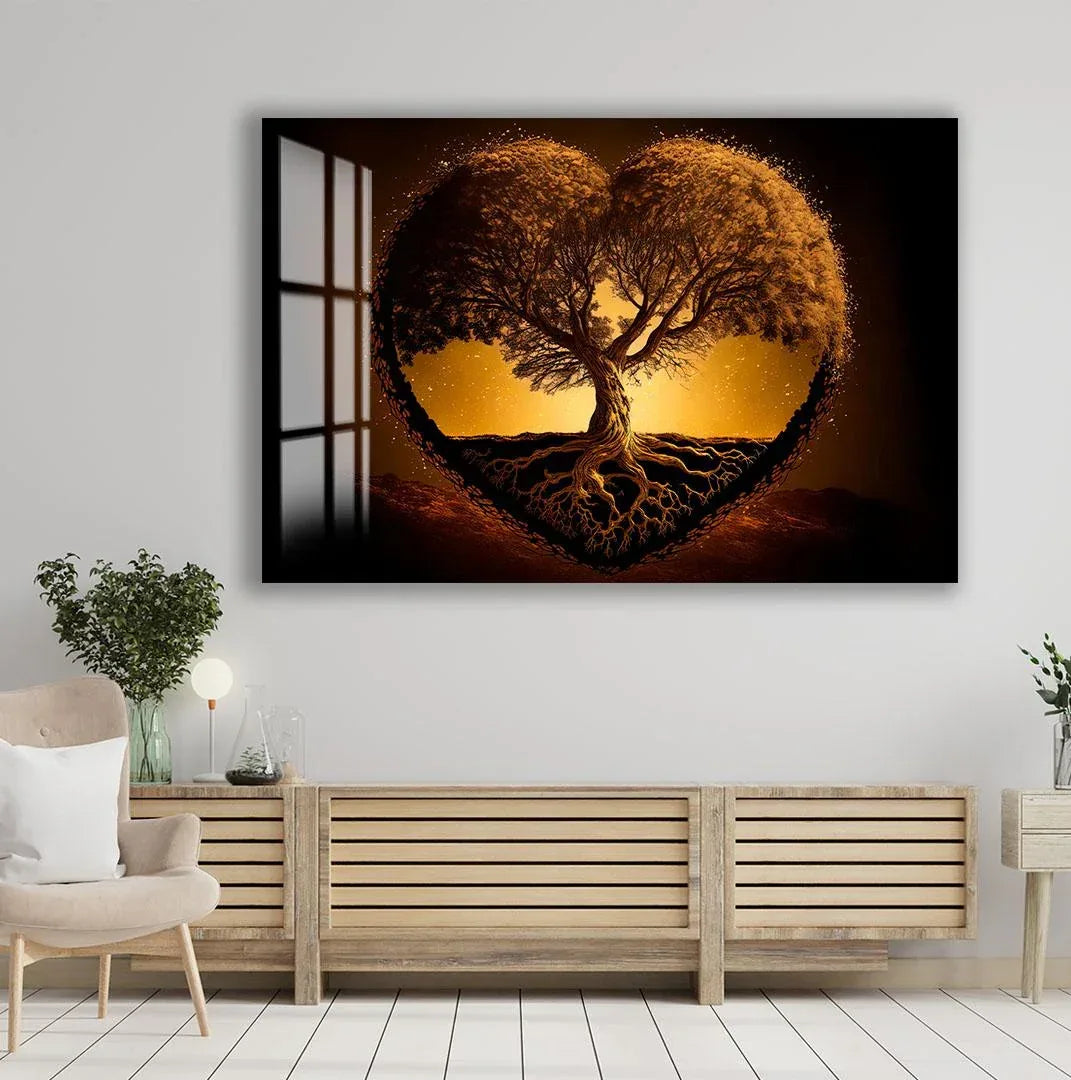 Heart Tree Glass Wall Art - LUXARTDECO