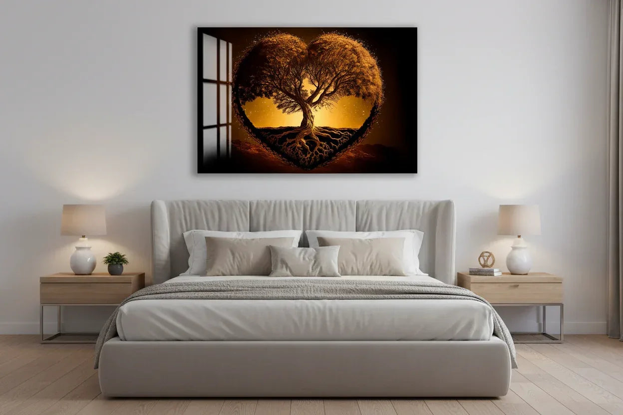 Heart Tree Glass Wall Art - LUXARTDECO