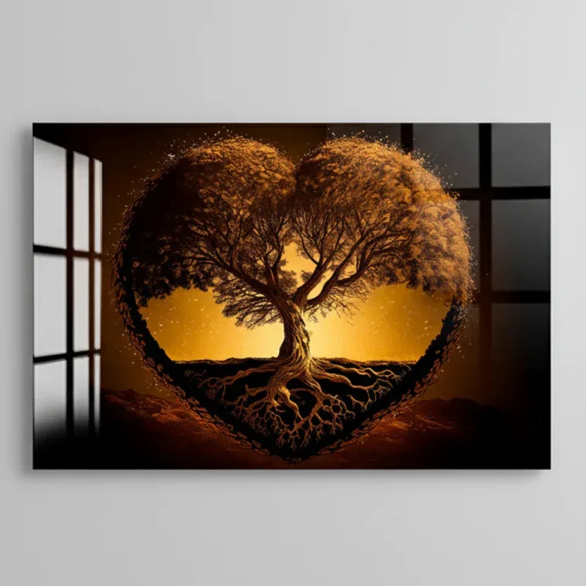 Heart Tree Glass Wall Art - LUXARTDECO