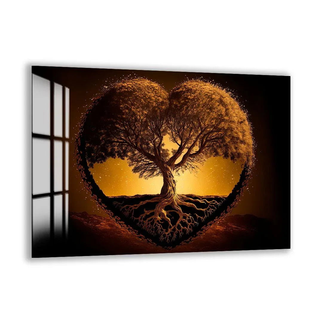 Heart Tree Glass Wall Art - LUXARTDECO