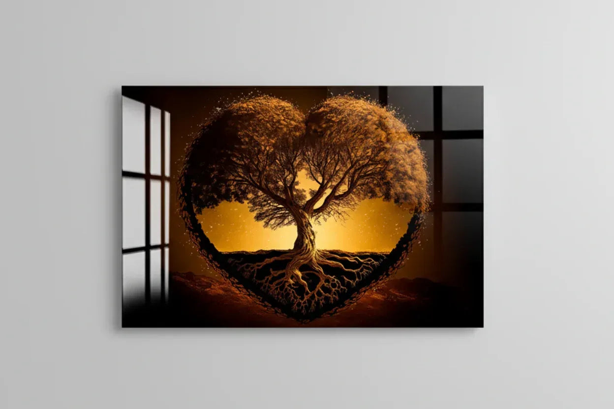 Heart Tree Glass Wall Art - LUXARTDECO