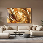 Golden Lines Glass Wall Art - LUXARTDECO