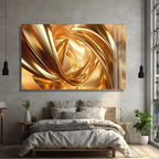 Golden Lines Glass Wall Art - LUXARTDECO