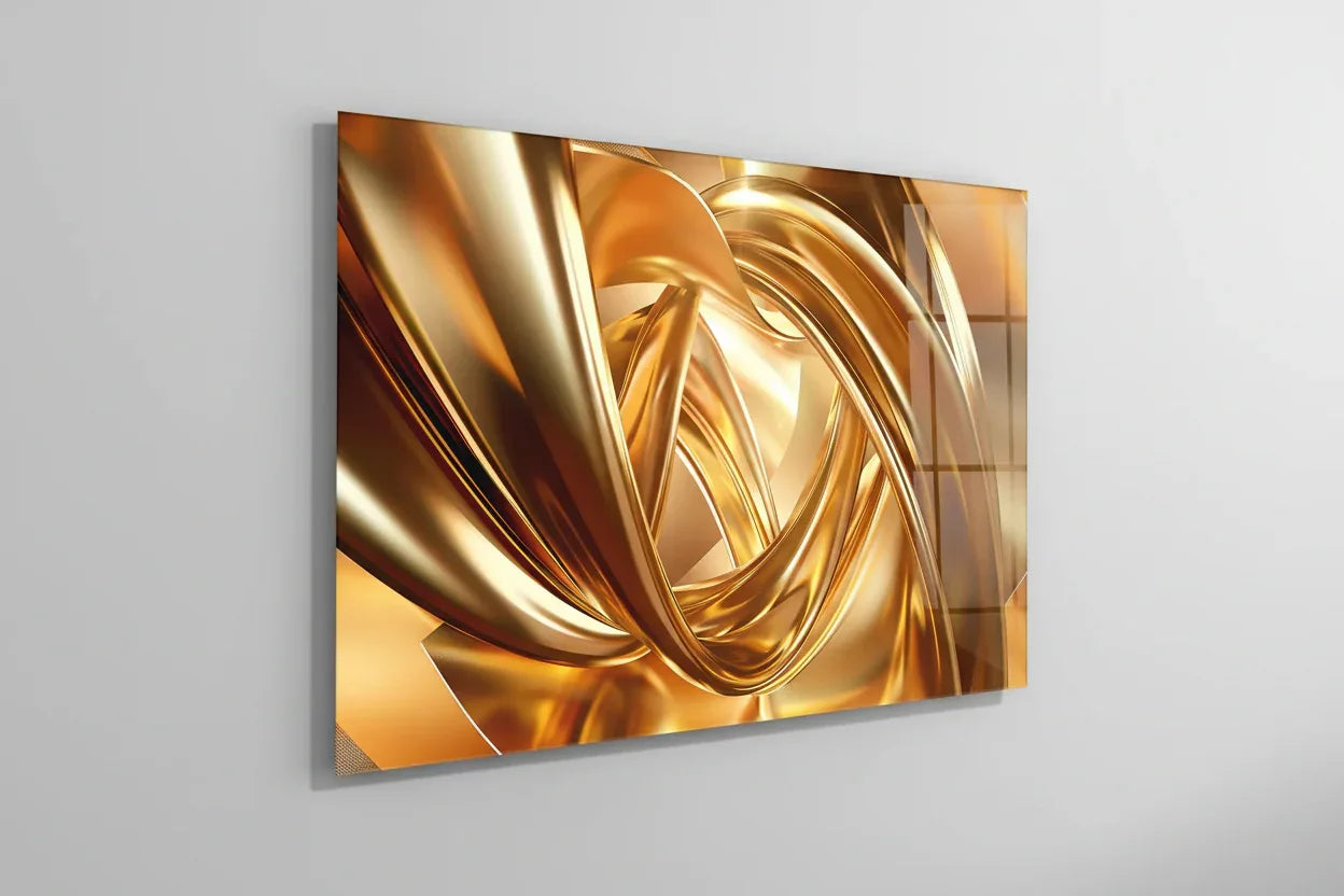 Golden Lines Glass Wall Art - LUXARTDECO