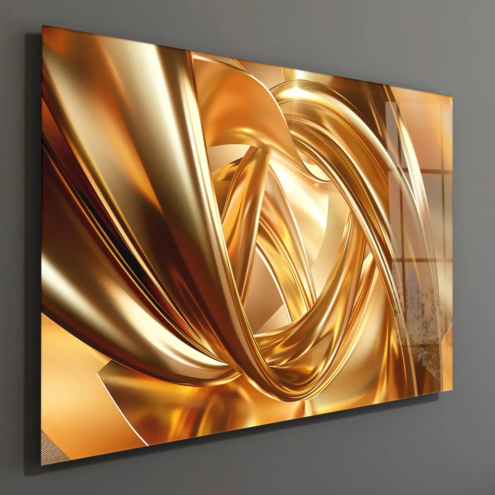 Golden Lines Glass Wall Art - LUXARTDECO