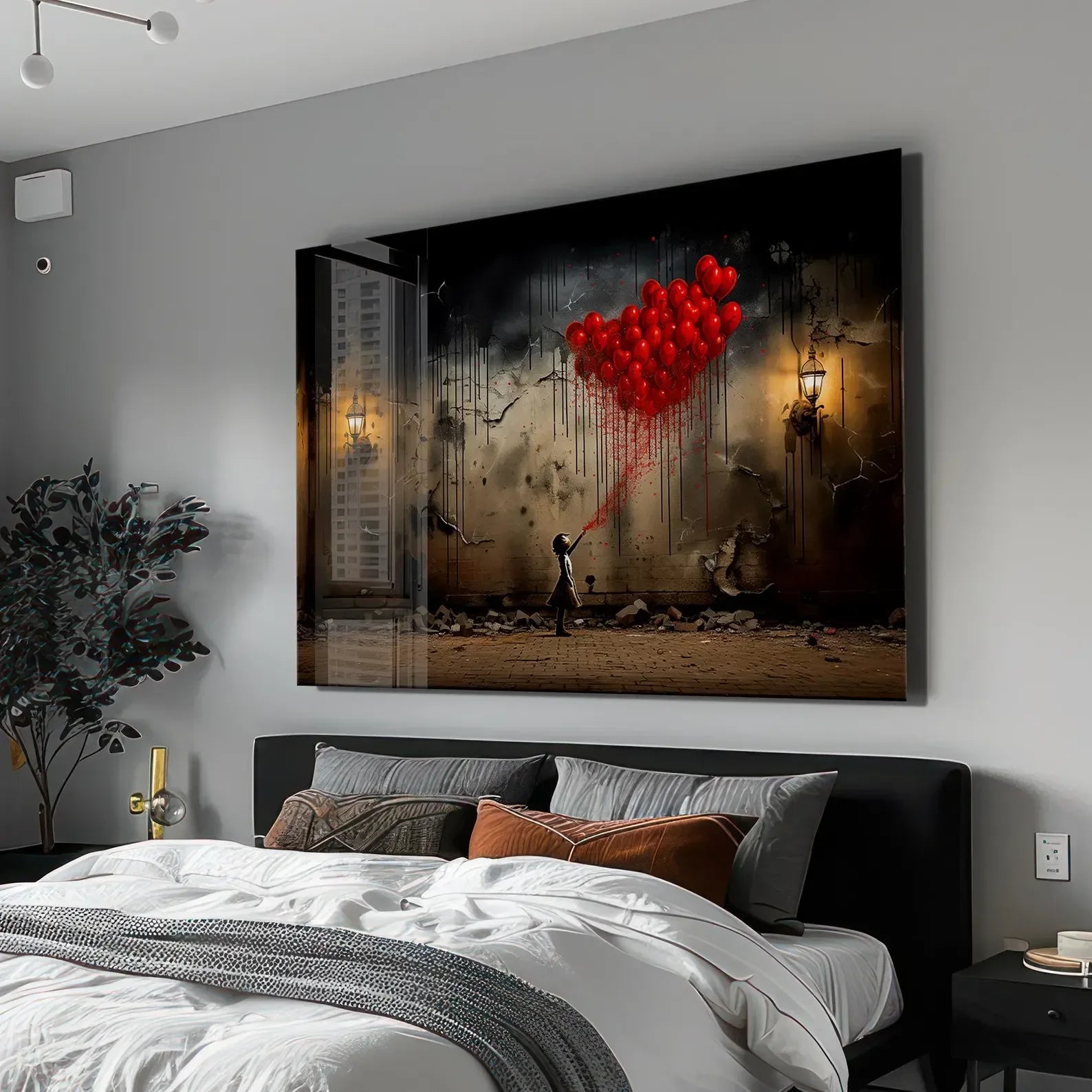 Girl with Balloons Glass Wall Art - LUXARTDECO