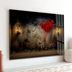 Girl with Balloons Glass Wall Art - LUXARTDECO