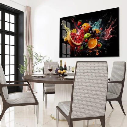 Fruit Explosion Glass Wall Art - LUXARTDECO