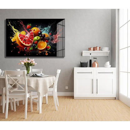 Fruit Explosion Glass Wall Art - LUXARTDECO