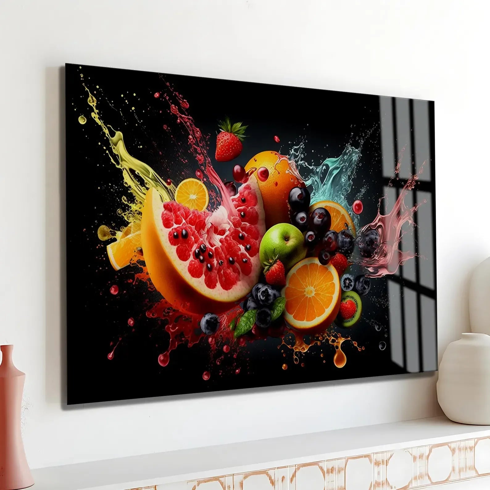 Fruit Explosion Glass Wall Art - LUXARTDECO