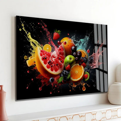 Fruit Explosion Glass Wall Art - LUXARTDECO