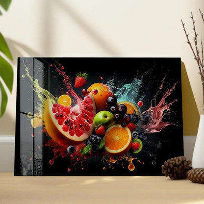 Fruit Explosion Glass Wall Art - LUXARTDECO