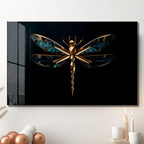 Gold Dragonfly Glass Wall Art - LUXARTDECO